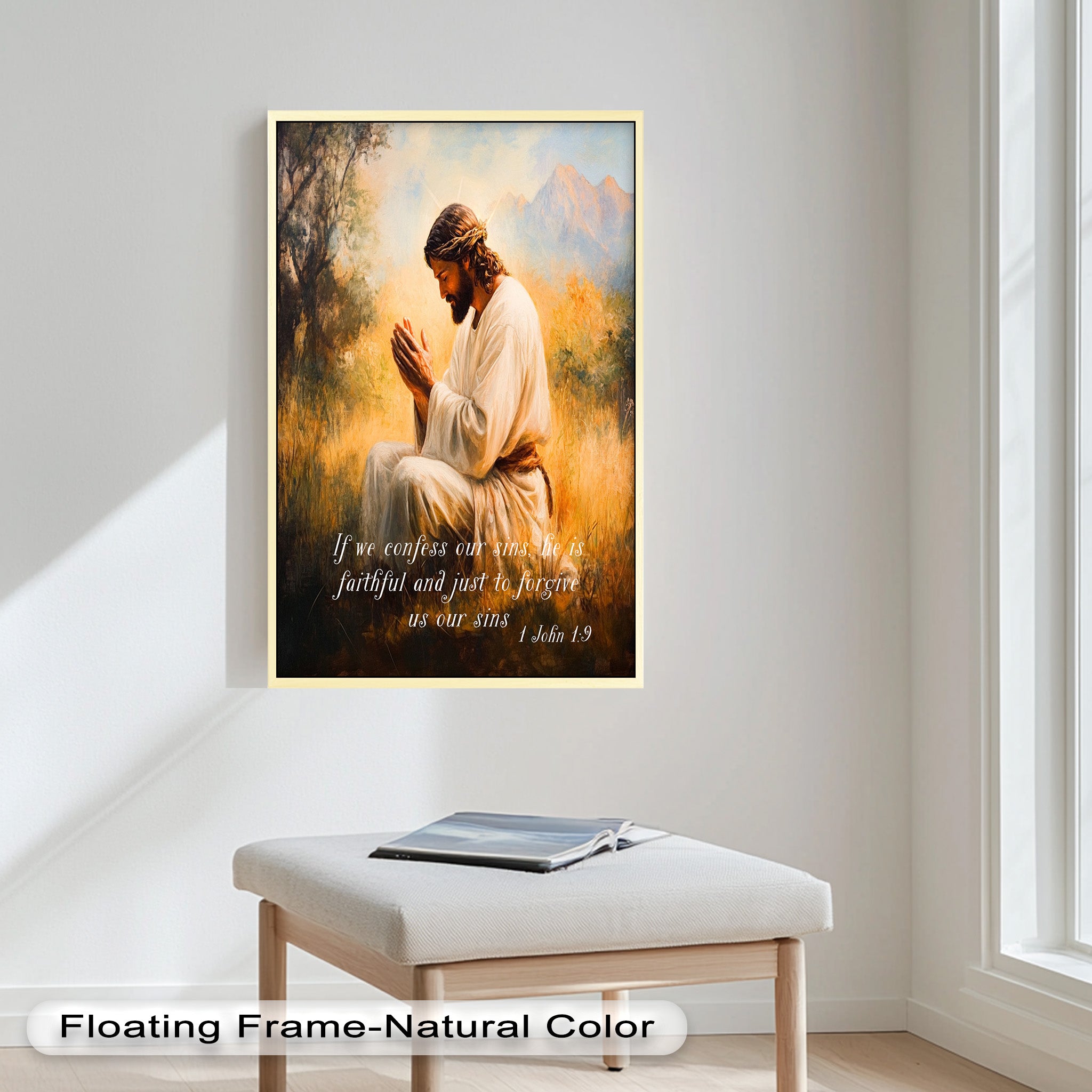 1 John 1:9 Bible Verse Oil Painting - Christian Scripture Wall Art for Home Decor, Church & Prayer Room - Divine Forgiveness Scripture Artwork