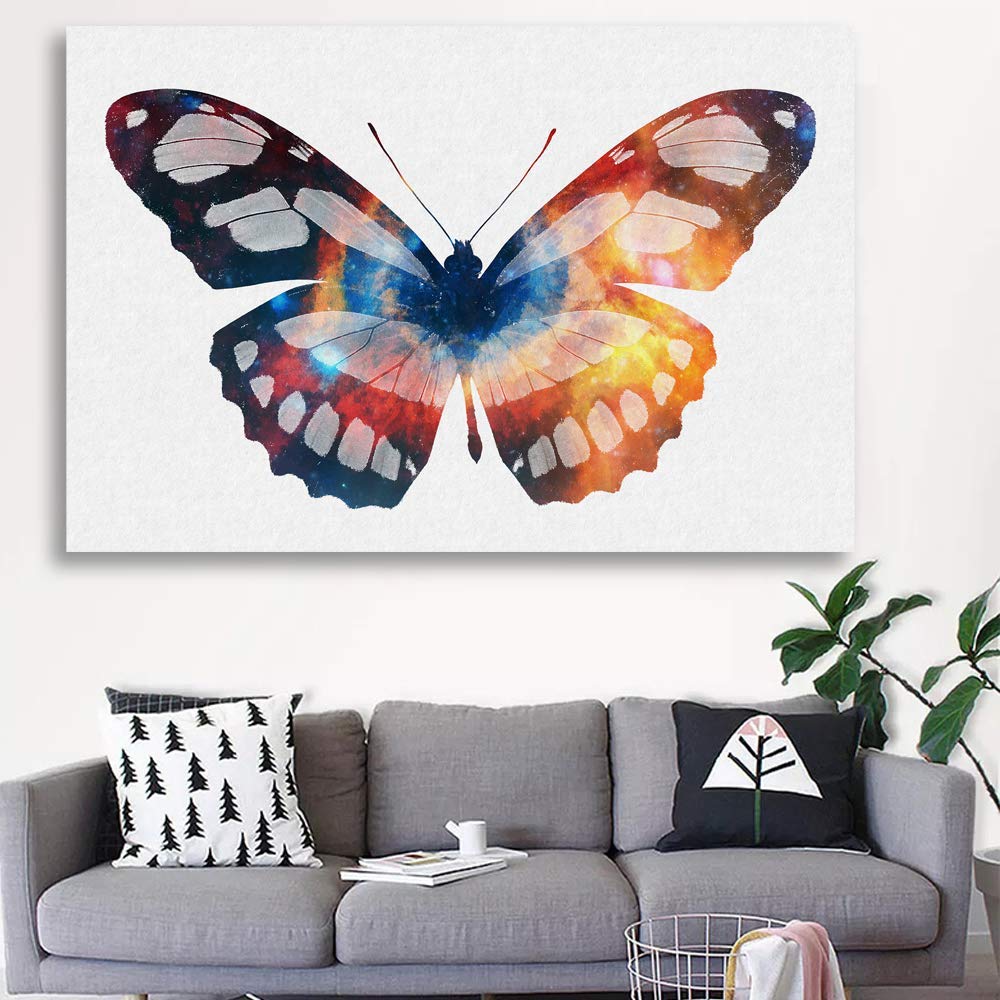Beautiful Butterfly Giclee Canvas Wall Art - 16x24 Inches Handmade Painting for Bedroom, Living Room, Office & Home Decoration