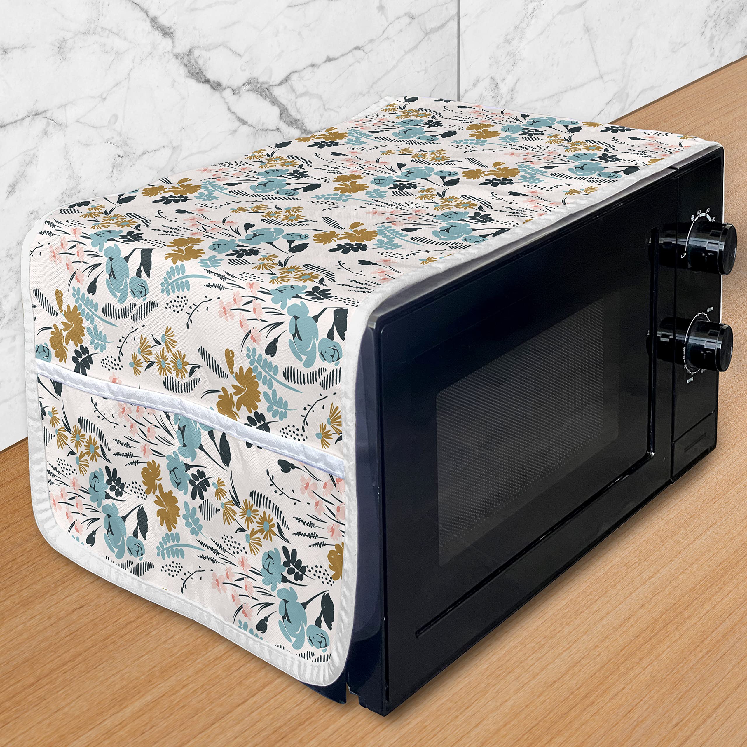Ambesonne Microwave Cover - Waterproof Hand-Painted Botanical Design, 36