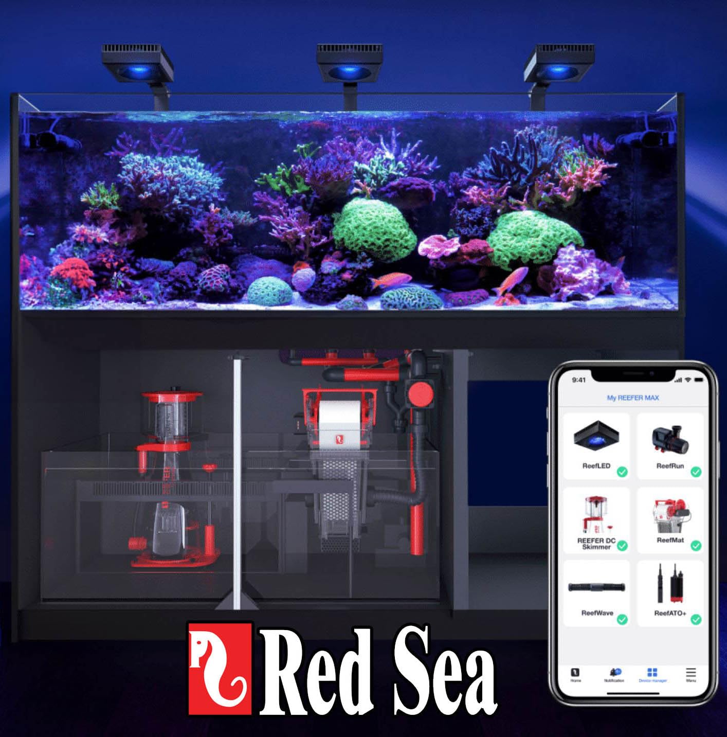 Red Sea ReefLED 50W Saltwater Aquarium Light with ReefBeat App Control - LED Coral Reef Lighting for Marine Fish Tanks | Perfect for Home Aquariums, Coral Growth & Saltwater Fish Care