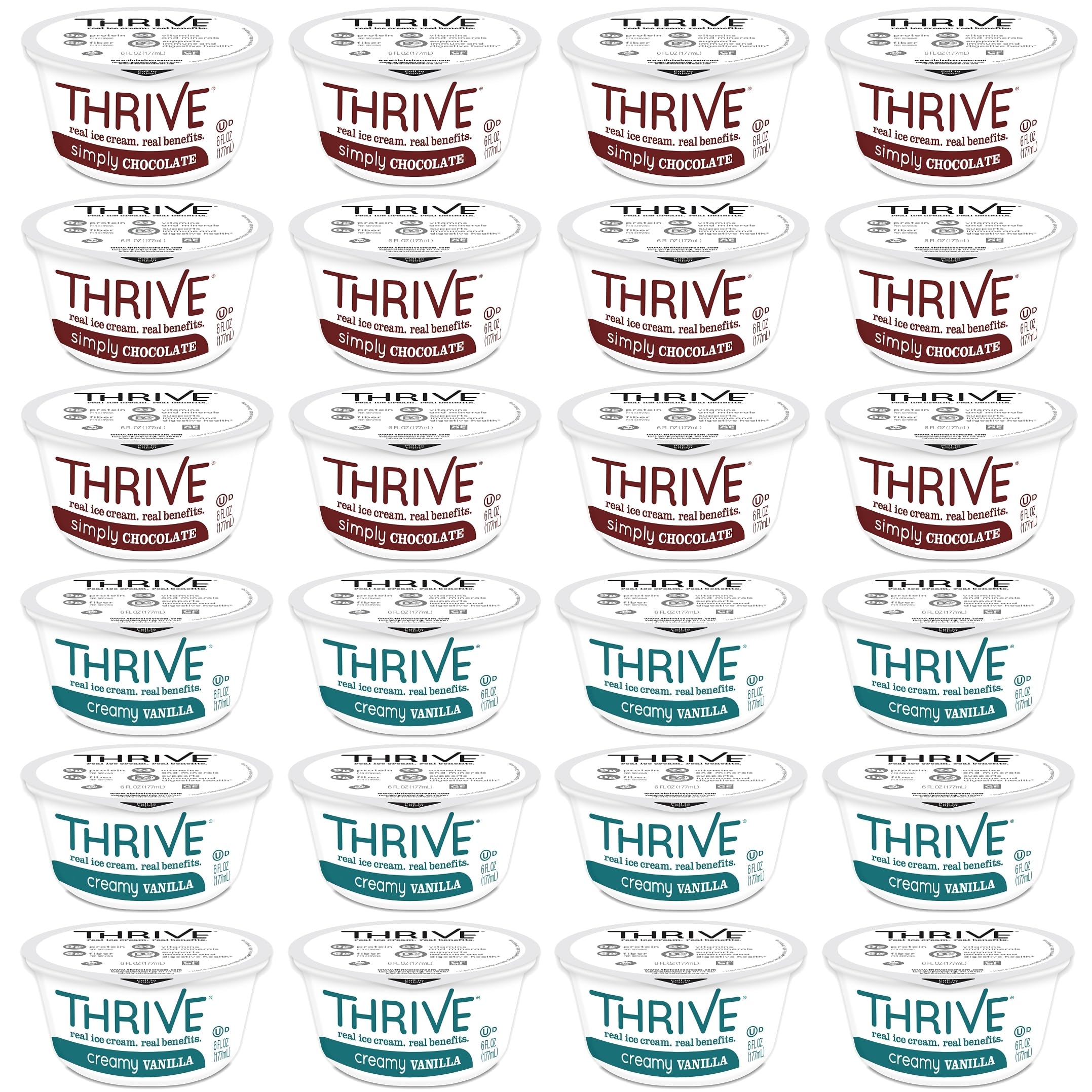 Thrive Frozen Nutrition Variety Pack - 6oz (24 Pack) Chocolate & Vanilla | High Protein Meal Replacement for Weight Loss & Fitness | Perfect for Smoothies, Breakfast, or Post-Workout Recovery