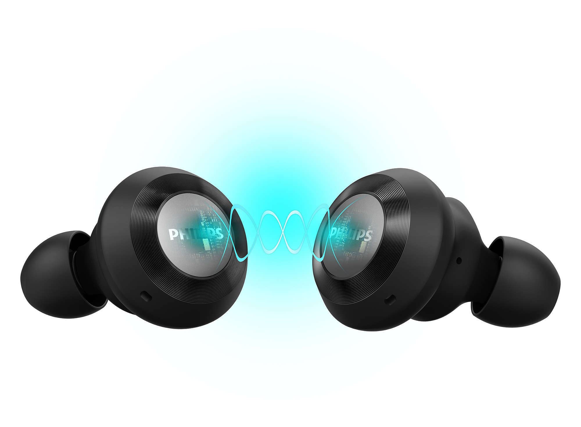 Philips T8505BK/00 Wireless Bluetooth Earbuds with Hybrid Active Noise Cancelling, 13mm Neodymium Drivers & Google Assistant - Perfect for Commuting, Workouts & Travel (Black, 2021 Model)