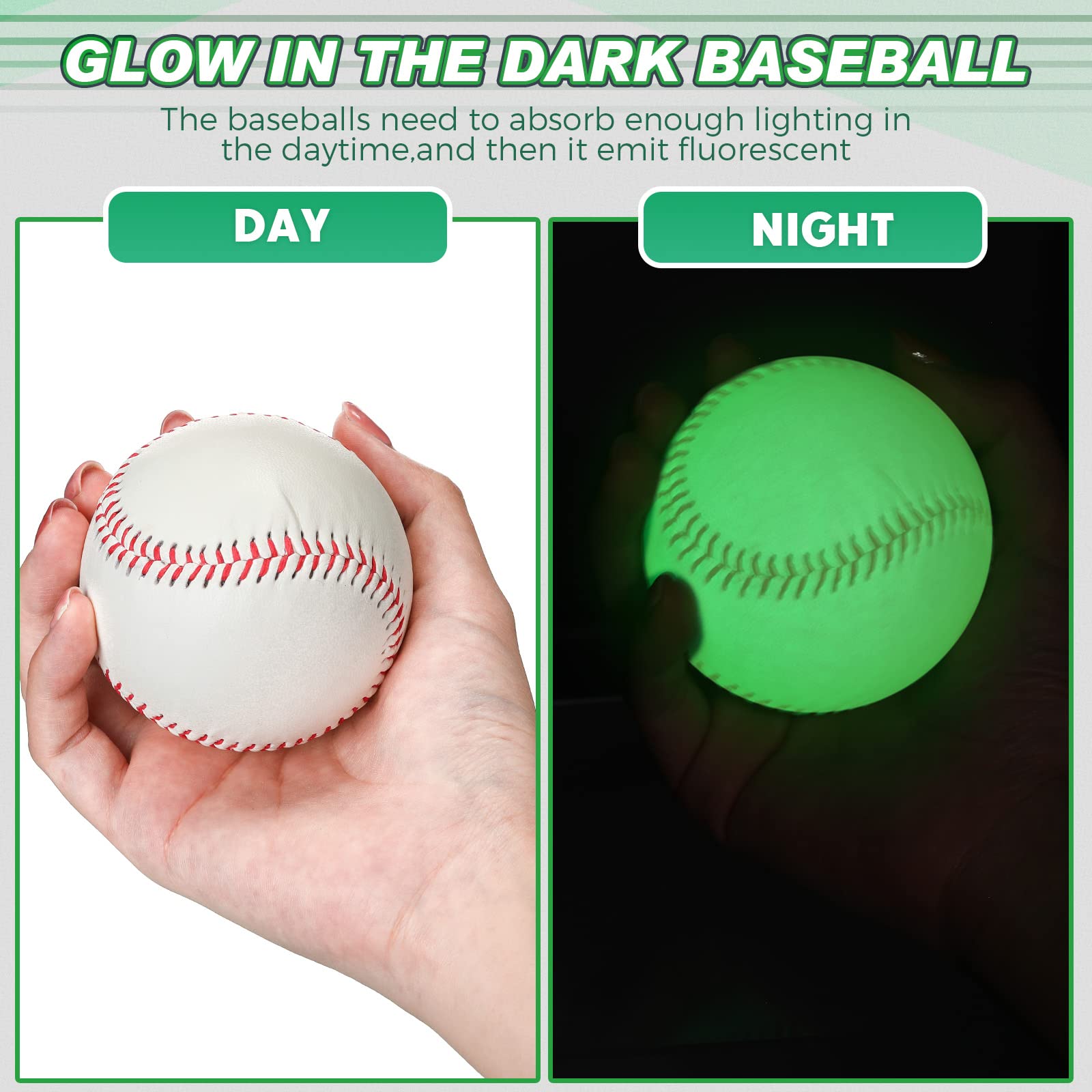 3 Pack Glow in The Dark Baseballs - Official Size Light Up Balls for Night Games, Backyard Practice & Outdoor Sports - Perfect Gift for Boys, Girls & Baseball Fans - Ideal for Camping, Backyard Fun & Evening Activities