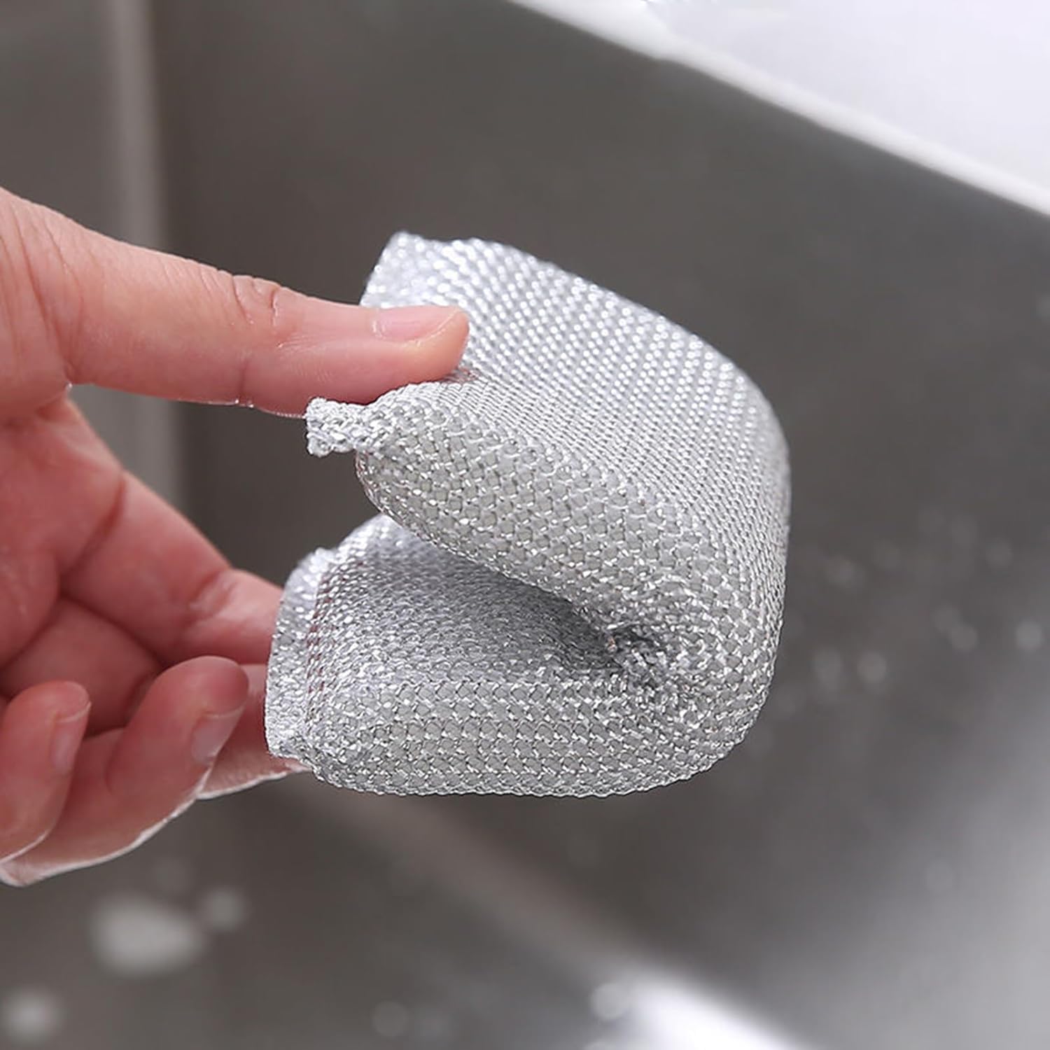 PRACHAND Non-Scratch Sponge Scrubber for Kitchen - Reusable Dish Cleaning Sponge with Steel Wire, Scratch-Proof Scrubber for Pots, Pans & Utensils (4 Pack) - Perfect for Daily Dishwashing and Tough Stain Removal
