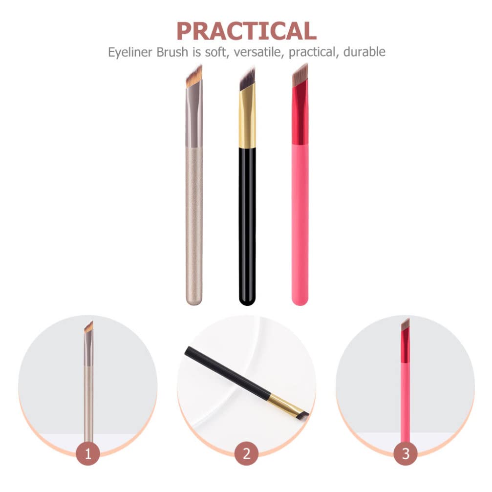 SHERCHPRY 3-Piece Professional Makeup Brush Set - Eyebrow Brush, Eyeliner Brush & Eyeshadow Blending Brush - Perfect for Mascara, Eyebrow Shaping & Eye Makeup Application - Ideal for Home, Travel & Professional Makeup Kits