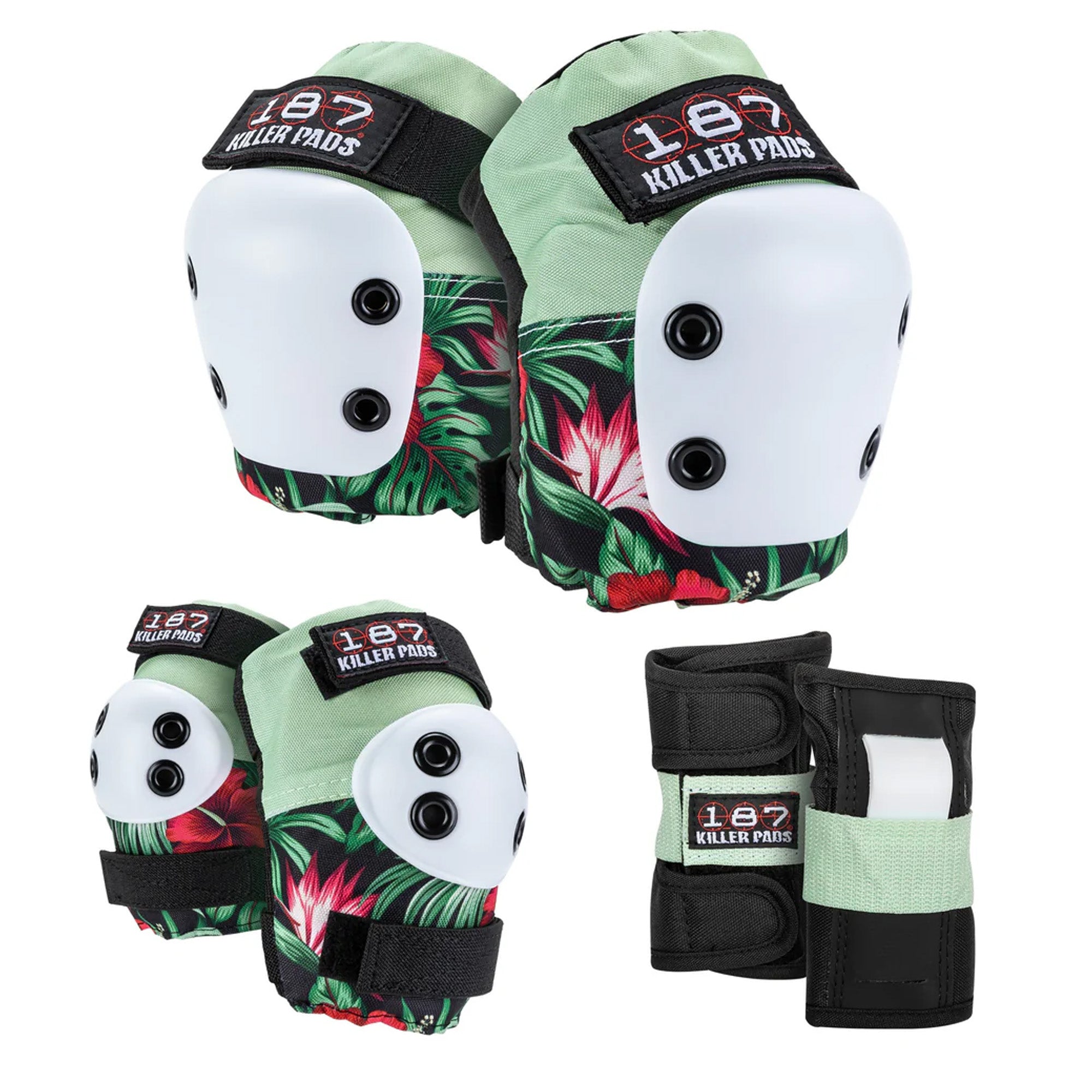 187 Killer Pads 6-Pack Youth Volleyball Knee Pads Set - Hibiscus Floral Design - Perfect for Volleyball Practice, Games & Sports Protection