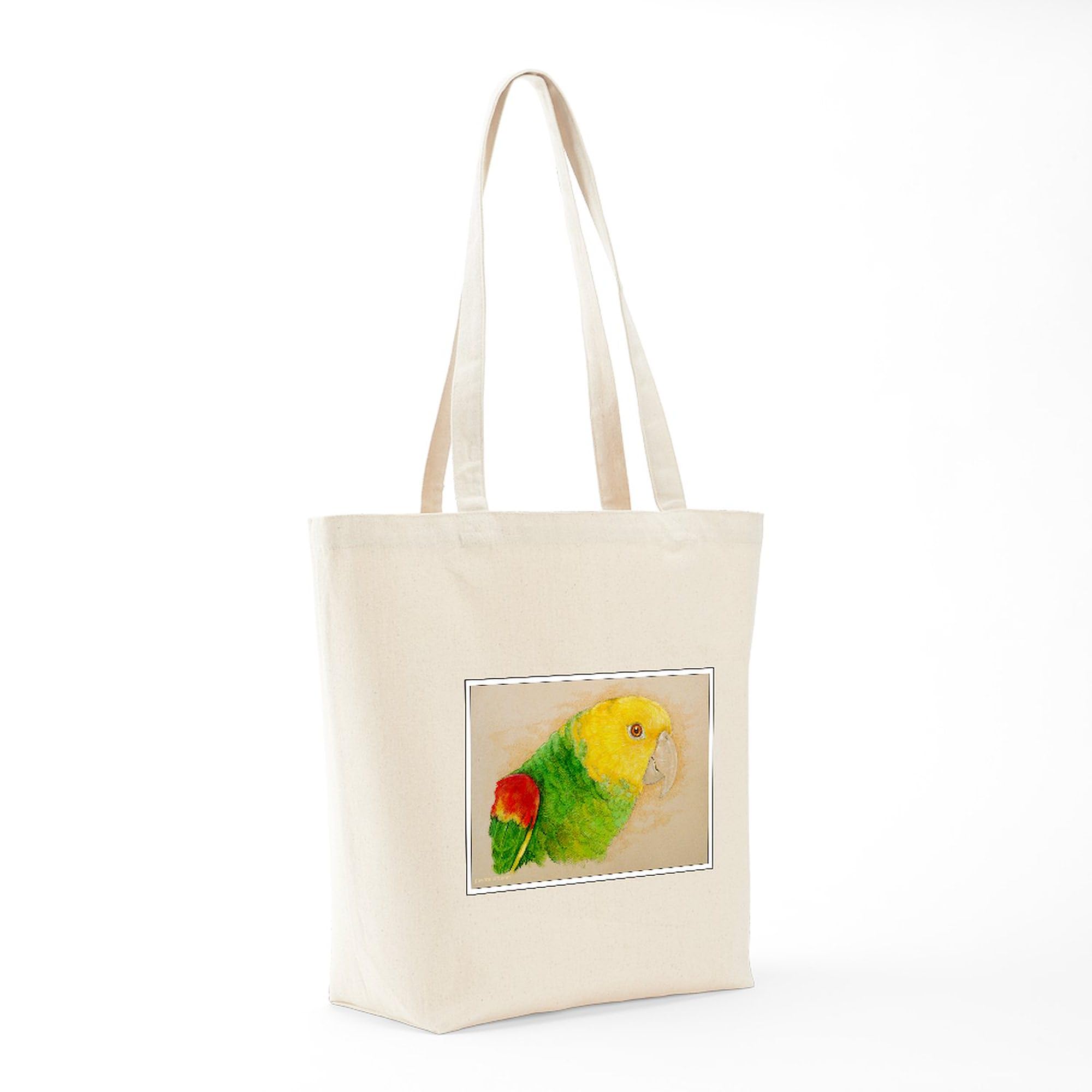 Double Yellowhead Amazon Tote Bag - Natural Canvas Reusable Shopping Bag for Groceries, Beach & Everyday Use | Eco-Friendly Cotton Tote by CafePress