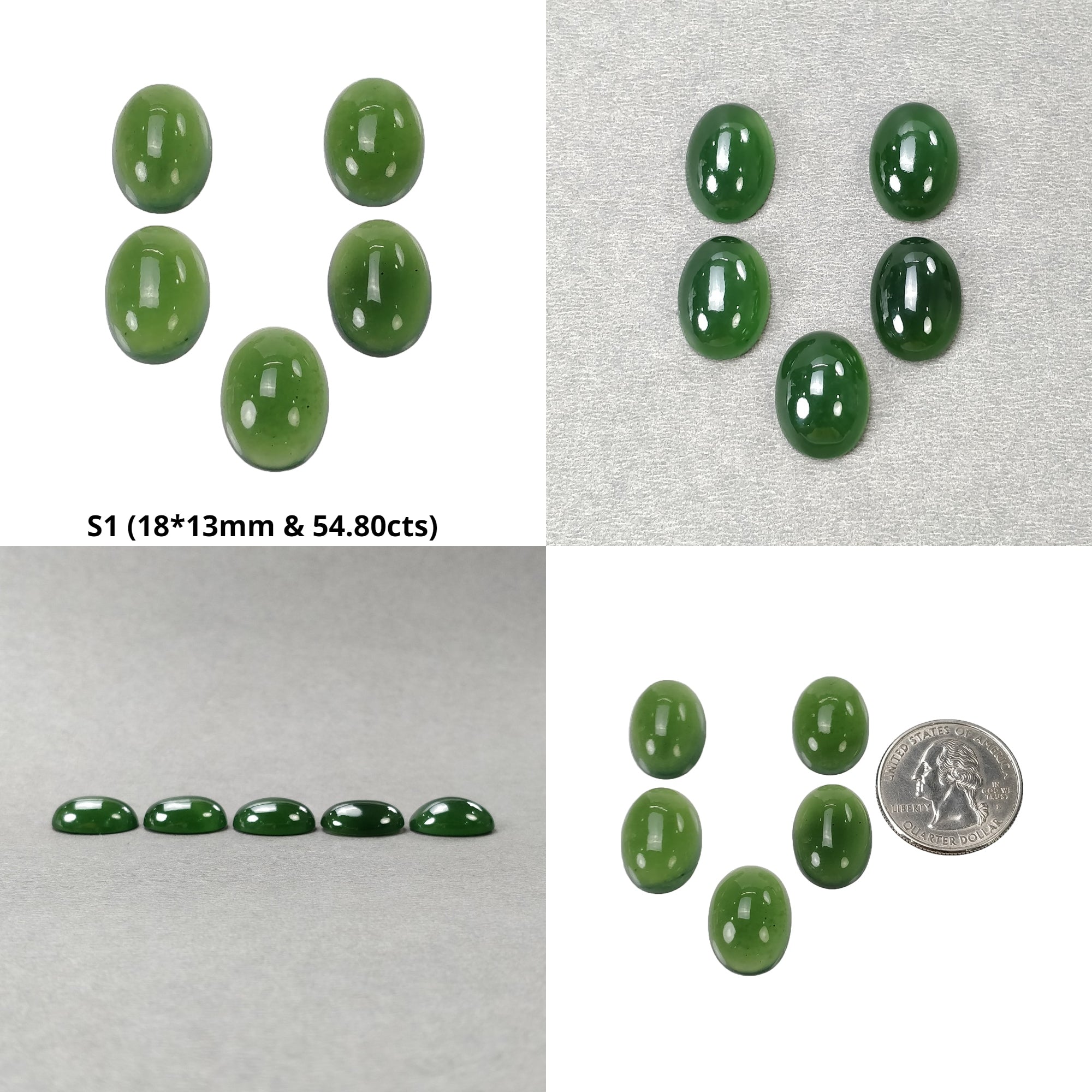 Natural Untreated Green Serpentine Gemstone Cabochon - Oval Shape 18x13mm (5pcs Set) | Handmade Jewelry Making, Wire Wrapping, Pendant & Ring Designs | Healing Crystal Collection for Meditation & Energy Work
