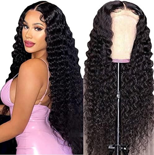 Deep Wave Lace Front Wigs Human Hair 180% Density 22 Inch 13x4 Transparent HD Lace - Glueless Pre-Plucked with Baby Hair for Black Women | Natural Looking Deep Curly Frontal Wigs for Everyday Wear, Parties & Special Occasions