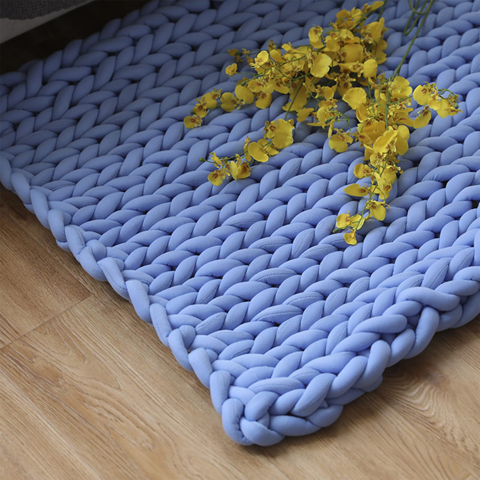 Chunky Knit Blanket - Handmade Soft Thick Knitted Throw Blanket for Bed, Couch & Home Decor - Cozy Winter Blanket for Sleeping, Lounging & Gift Giving - D-3139in
