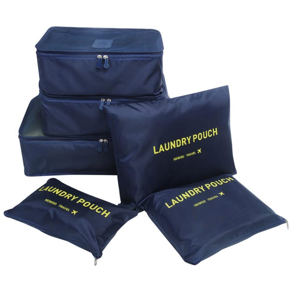 Rojeam 6-Piece Packing Cubes Set - Travel Luggage Organizers for Suitcases (Dark Blue) | Perfect for Business Trips, Vacations & Weekend Getaways