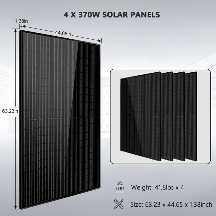 SunGoldPower 6500W Off Grid Solar Kit with 5.12kWh Lithium Battery & 4x370W Solar Panels | 48VDC 120VAC | Home Backup Power for Emergencies, RV & Remote Cabins