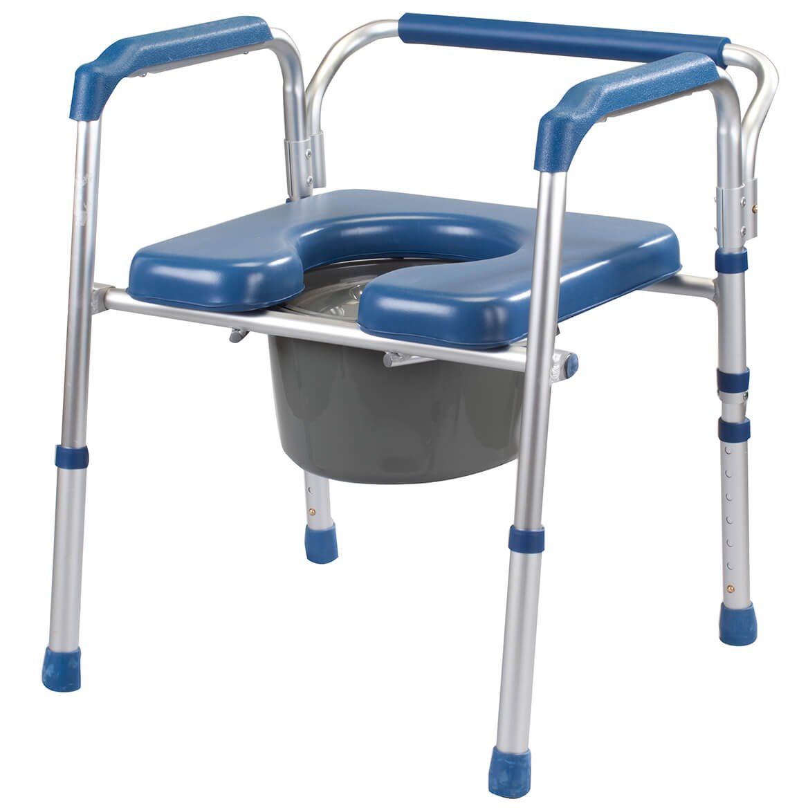 Portable Folding Commode Chair with Padded Seat - Adjustable Height Bedside Toilet for Elderly & Disabled - Ideal for Home Care, Hospital Use & Travel