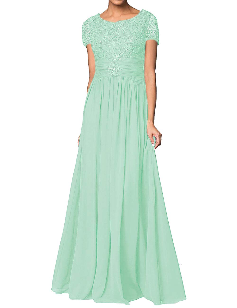 Elegant Mother of The Bride Dresses - Long Formal Evening Gowns with Floral Lace & Beaded Details, Short Sleeve for Women - Perfect for Weddings, Galas & Special Occasions