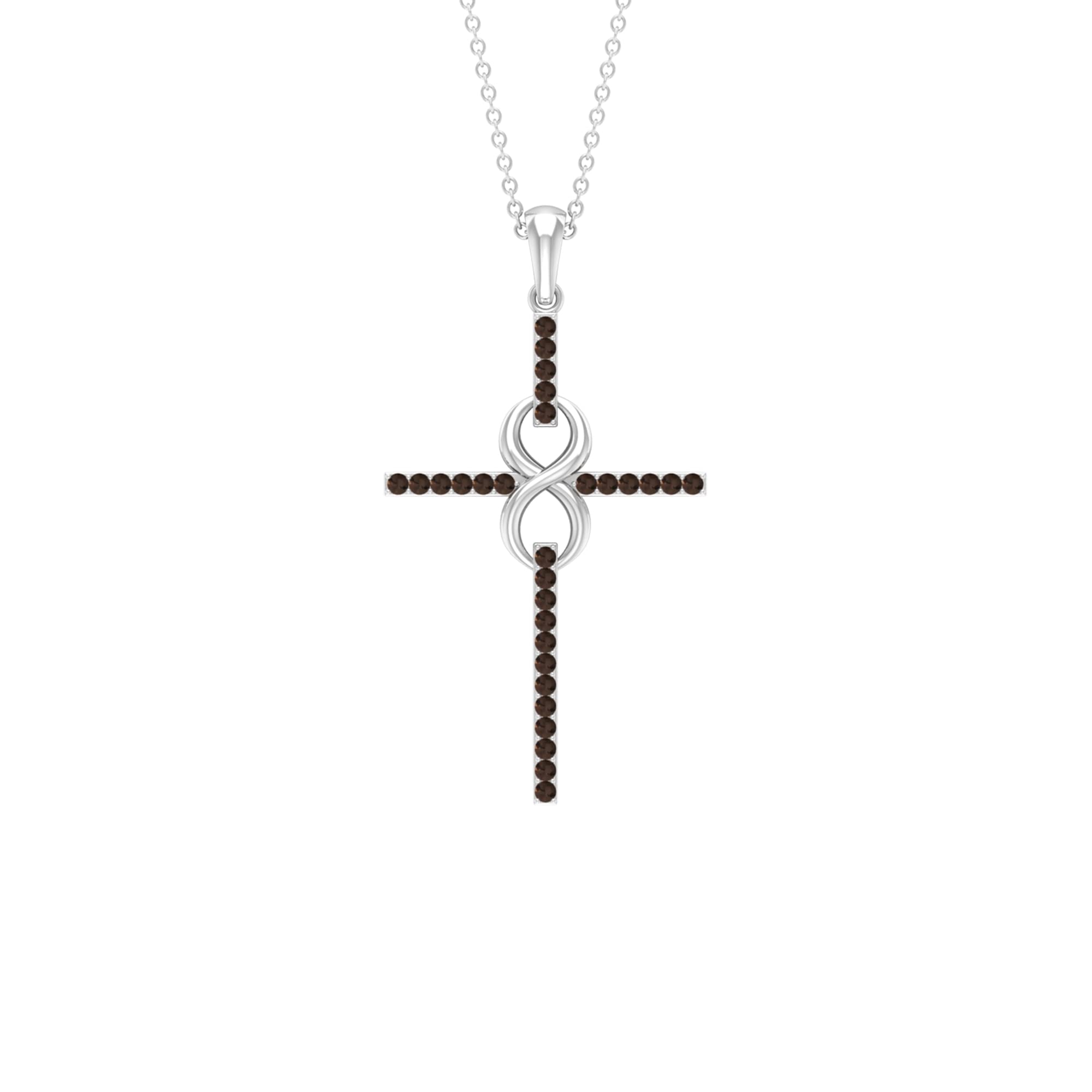 0.25 CT Smoky Quartz Holy Cross Pendant - 14K Solid Gold Infinity Cross Necklace for Women - Elegant Spiritual Jewelry Gift for Baptism, Confirmation & Everyday Wear