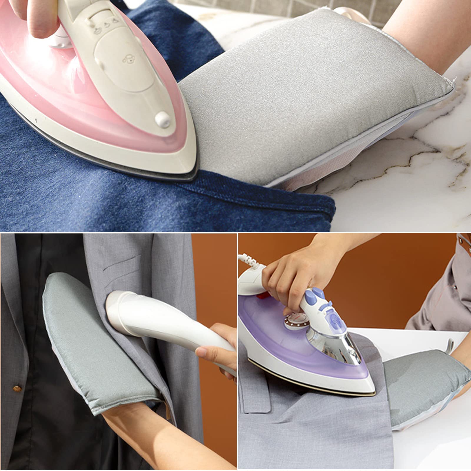 2 Pcs Heat Resistant Ironing Gloves - Waterproof Anti-Steam Garment Steamer Mittens with Finger Loop - Mini Ironing Board Gloves for Clothes & Fabric Care - Perfect for Home Laundry, Travel & Professional Use