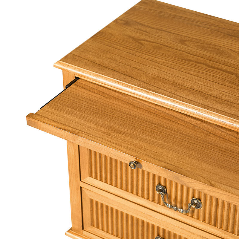 Farmhouse Solid Wood Nightstand with Fluted Drawer - Rustic Bedside Table with Optional Storage Drawer - Perfect for Bedroom, Guest Room, or Cabin Decor