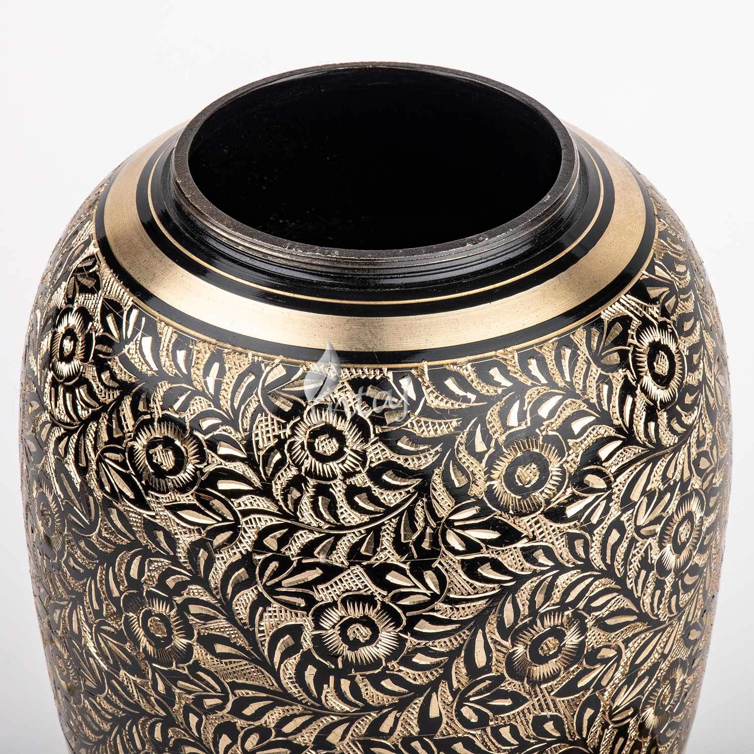 Premium Solid Brass Cremation Urn for Adults - Handcrafted Funeral Urn with Elegant Dome Etching (12