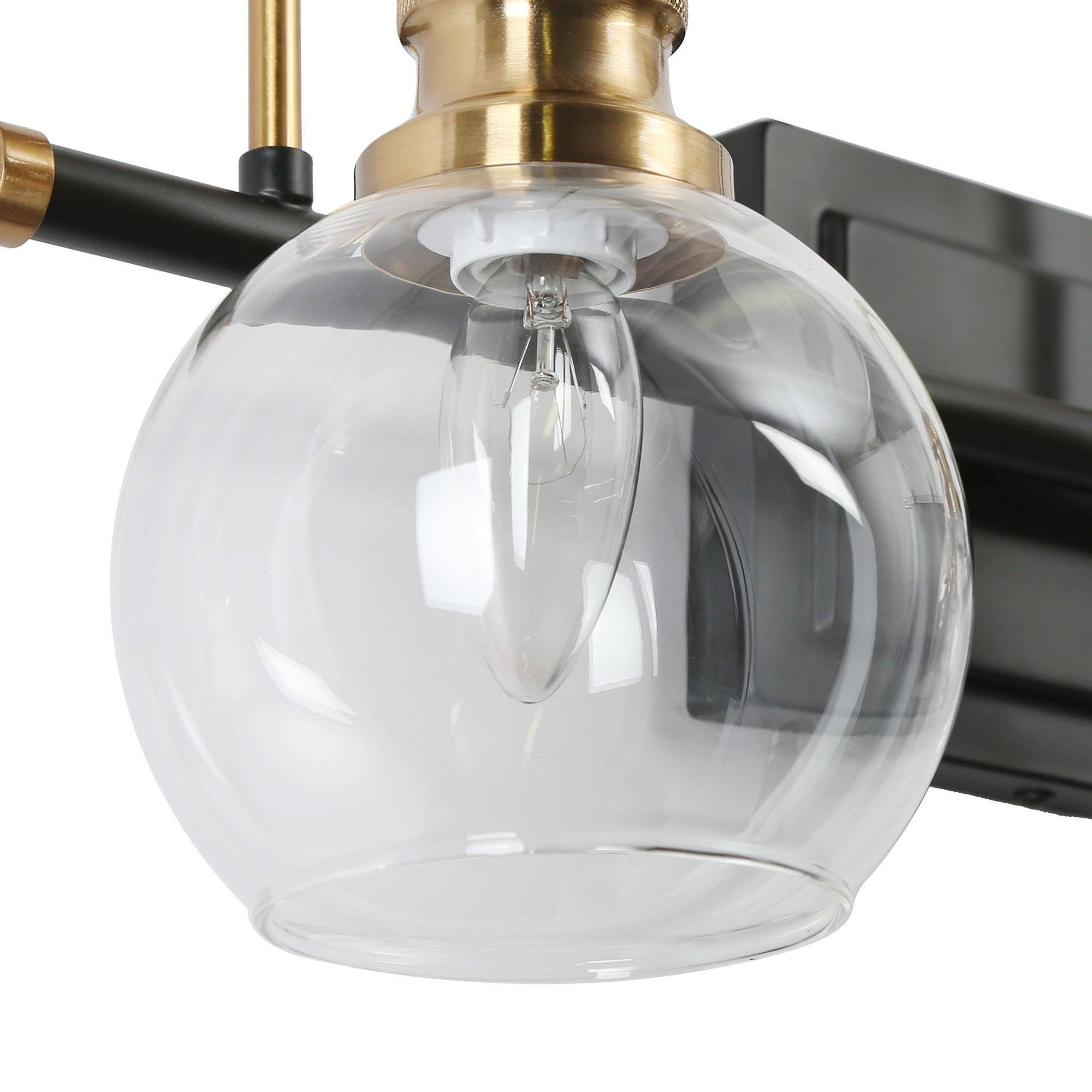 ZEVNI Black Gold Vanity Lights - 3-Light Bathroom Light Fixtures with Clear Glass Globes, 22
