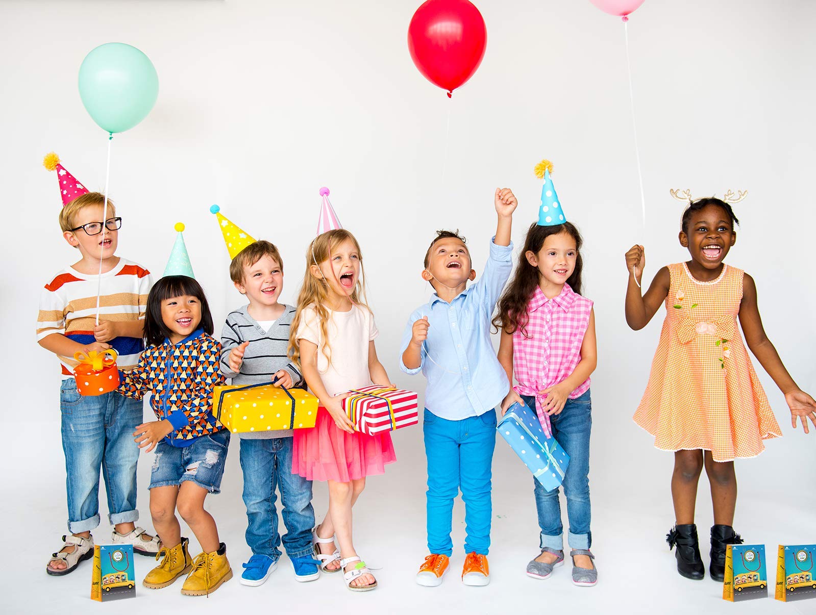 Premium School Bus Party Favor Bags - 12 Pack Treat & Goody Bags for Kids Birthday Party, Baby Shower & Classroom Celebrations - Fun School Bus Themed Gift Favors and Decorations