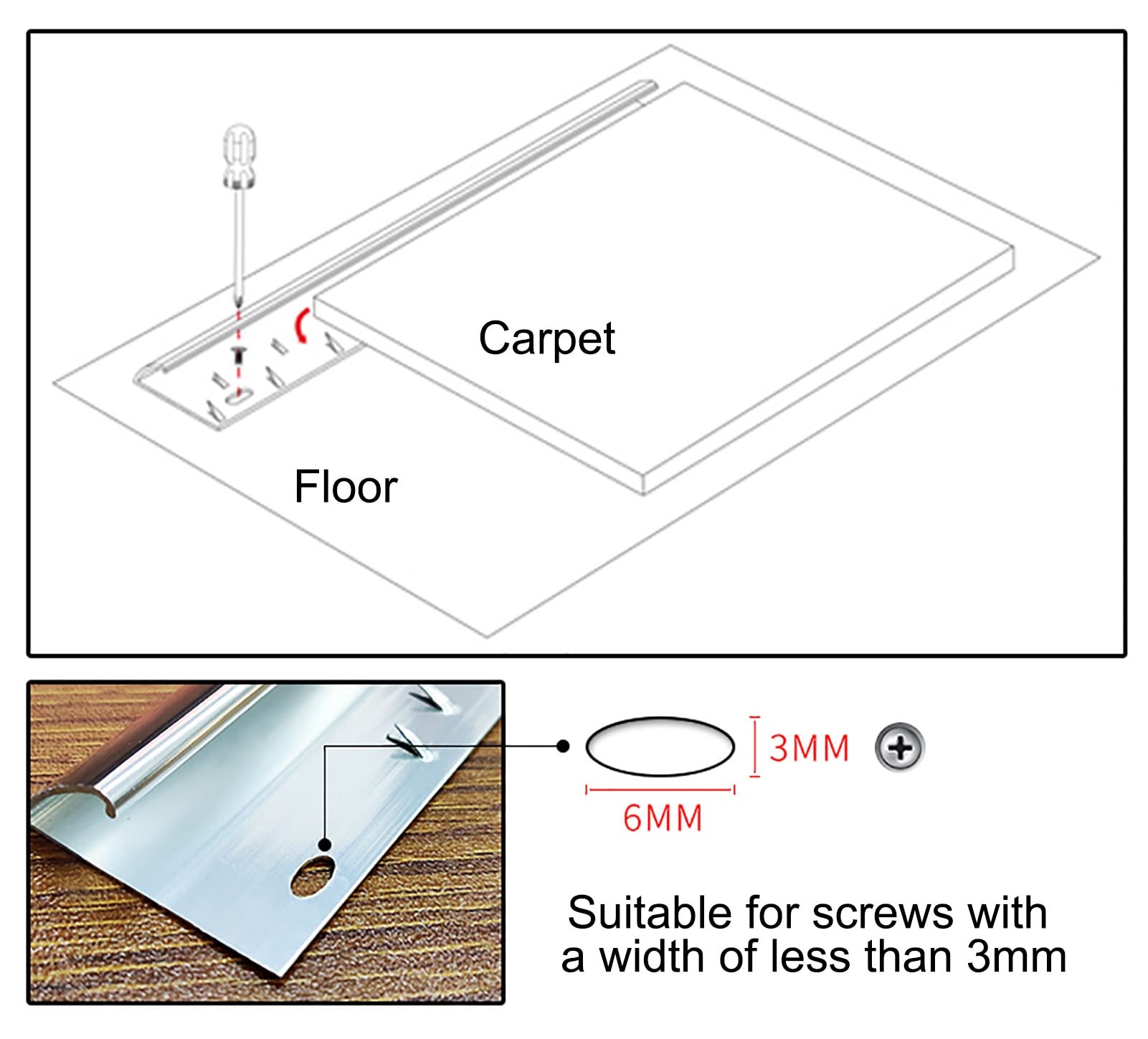 MBROS Customizable Carpet Threshold Strip - Aluminum Alloy Transition Strip for Smooth Flooring Between Carpet to Wood, Tile & Hard Floors | Perfect for Doorways, Stair Edges & Room Dividers | Durable Home & Office Flooring Solution