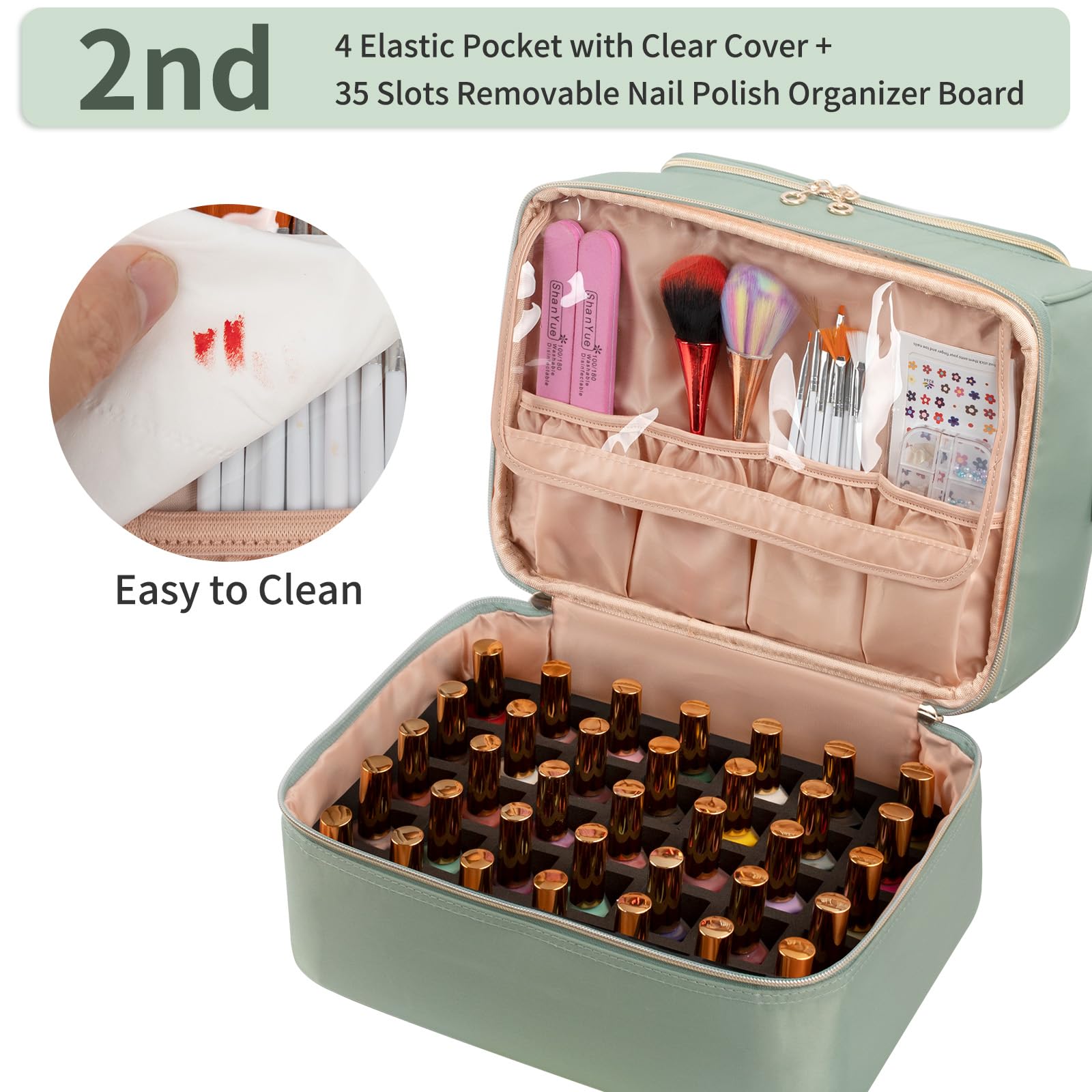 45 Bottle Nail Polish Organizer Case with Nail Lamp Holder - Portable Travel Nail Tech Storage Box for Manicure Tools & Nail Art Supplies | Perfect for Salon Professionals & Home Nail Care