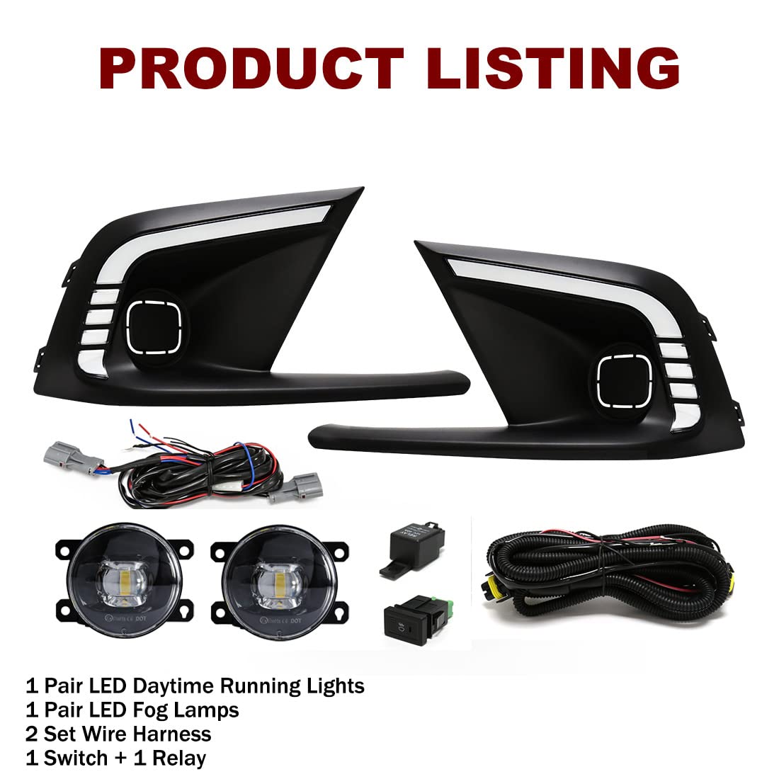 2021-2023 Honda Civic LED Daytime Running Lights (DRL) - Tri-Color Fog Light Replacement with Bezel | Durable LED Bulbs for Enhanced Visibility & Style | Perfect for Night Driving, Foggy Conditions & Car Customization