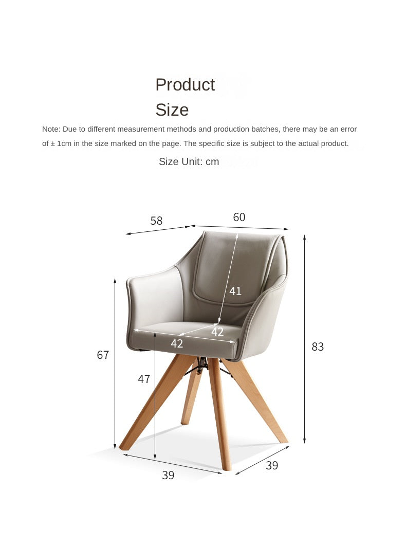 Premium Beech Solid Wood Swivel Soft Skin Armchair - Modern Ergonomic Office Chair for Home & Workspace - Perfect for Reading, Working, and Relaxing