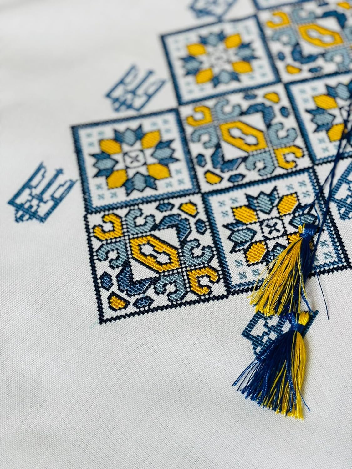Authentic Ukrainian Vyshyvanka Embroidered Shirt for Men & Women - Yellow & Blue Trident Design, Gender Neutral Traditional Top, Family Matching Outfits, Short Sleeve Cultural Shirt (Sizes XXS-7XL) - Perfect for Folk Festivals, Cultural Events & Ethnic Fashion
