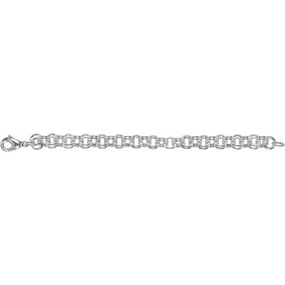 9mm Sterling Silver Double Cable Chain Charm Bracelet - Black Bow Pendant, 7.5 Inch Adjustable, Dainty Jewelry for Women, Perfect Gift for Birthday, Anniversary & Everyday Wear