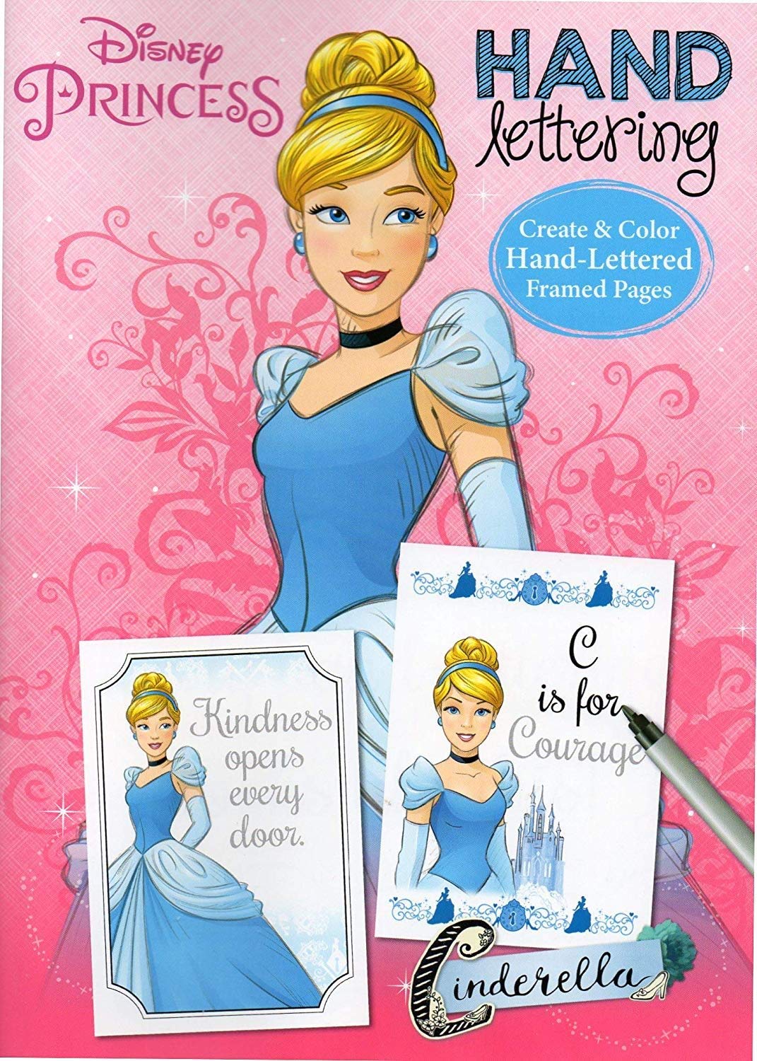 Disney Princess Hand Lettering Coloring & Activity Book Set - Cinderella, Belle & Jasmine (3 Books) | Fun Gift for Kids, Birthday Party Favors & Creative Learning Activities