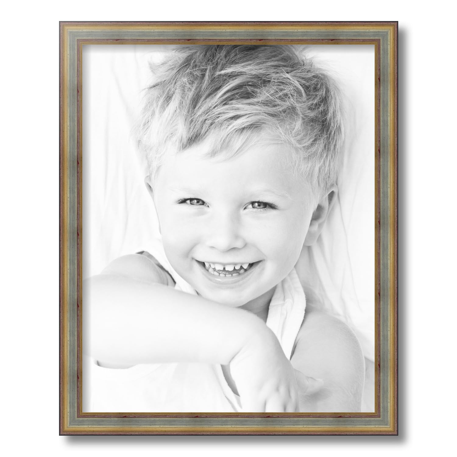 ArtToFrames 16x20 Inch Silver Wood Picture Frame with Gold Accents - Premium Wall Decor for Living Room, Bedroom & Office (WOMD1087-16x20)