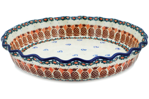 10-Inch Fluted Pie Dish - Non-Stick Ceramic Baking Pan for Perfect Pies | Pineapple Paradise Design | Ideal for Thanksgiving, Christmas & Family Gatherings
