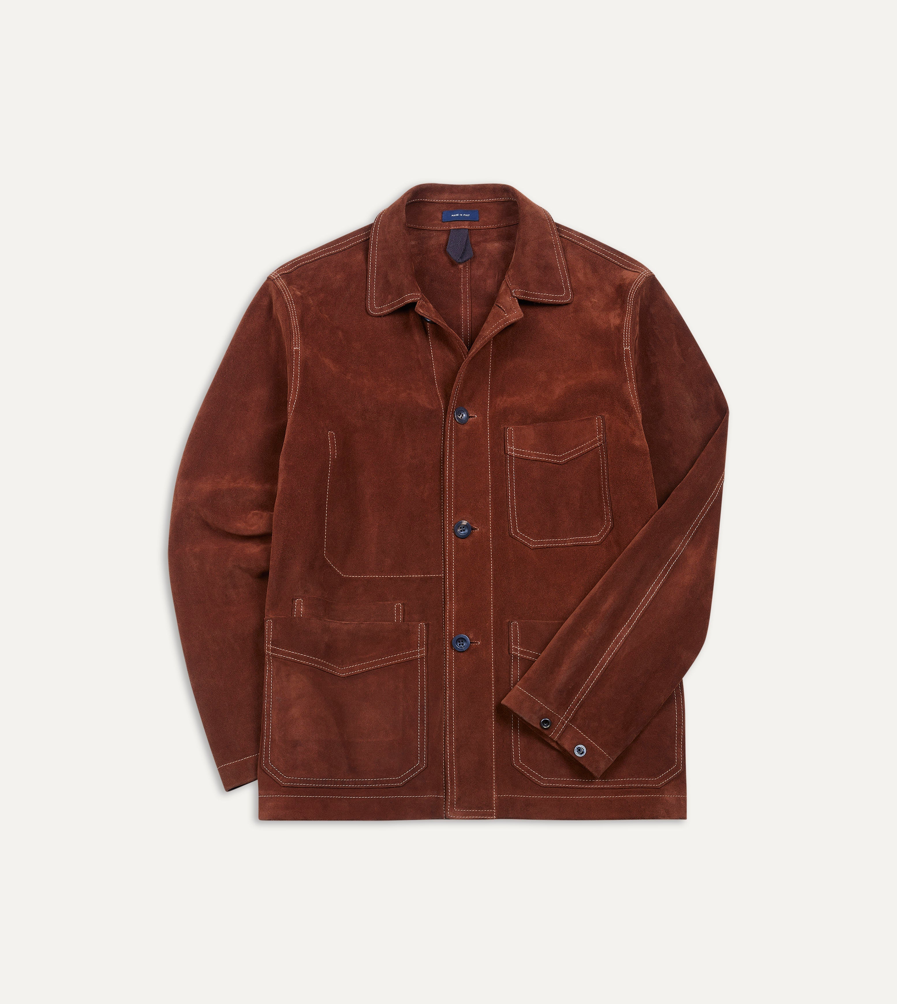 Men's Rust Heavyweight Suede Five-Pocket Chore Jacket - Durable Workwear for Outdoor Activities & Casual Style