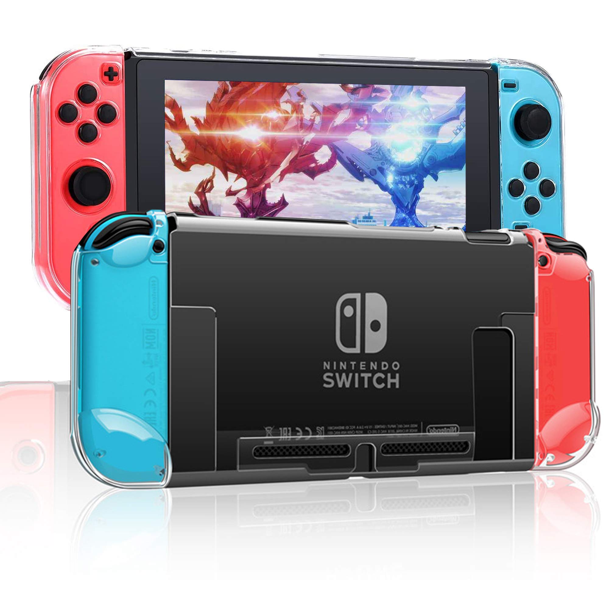 RHOTALL 3-in-1 Protective Clear Case Cover for Nintendo Switch - Dockable Shockproof Cover with Anti-Scratch Design for Nintendo Switch Console & Joy-Con Controllers | Perfect for Gaming, Travel Protection and Everyday Use