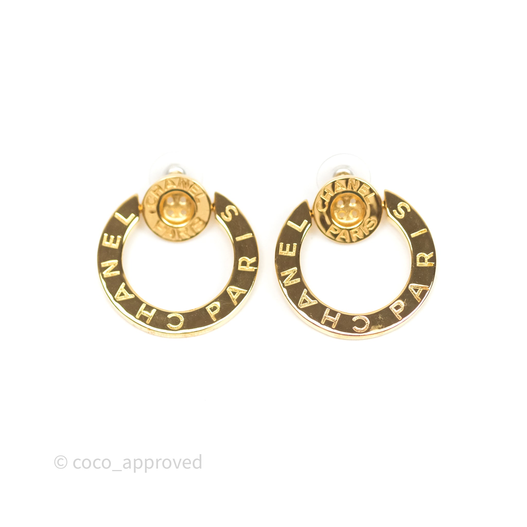 Chanel CC Round Earrings Gold Tone 20A - Luxury Fashion Jewelry for Women - Perfect for Parties, Weddings & Special Occasions