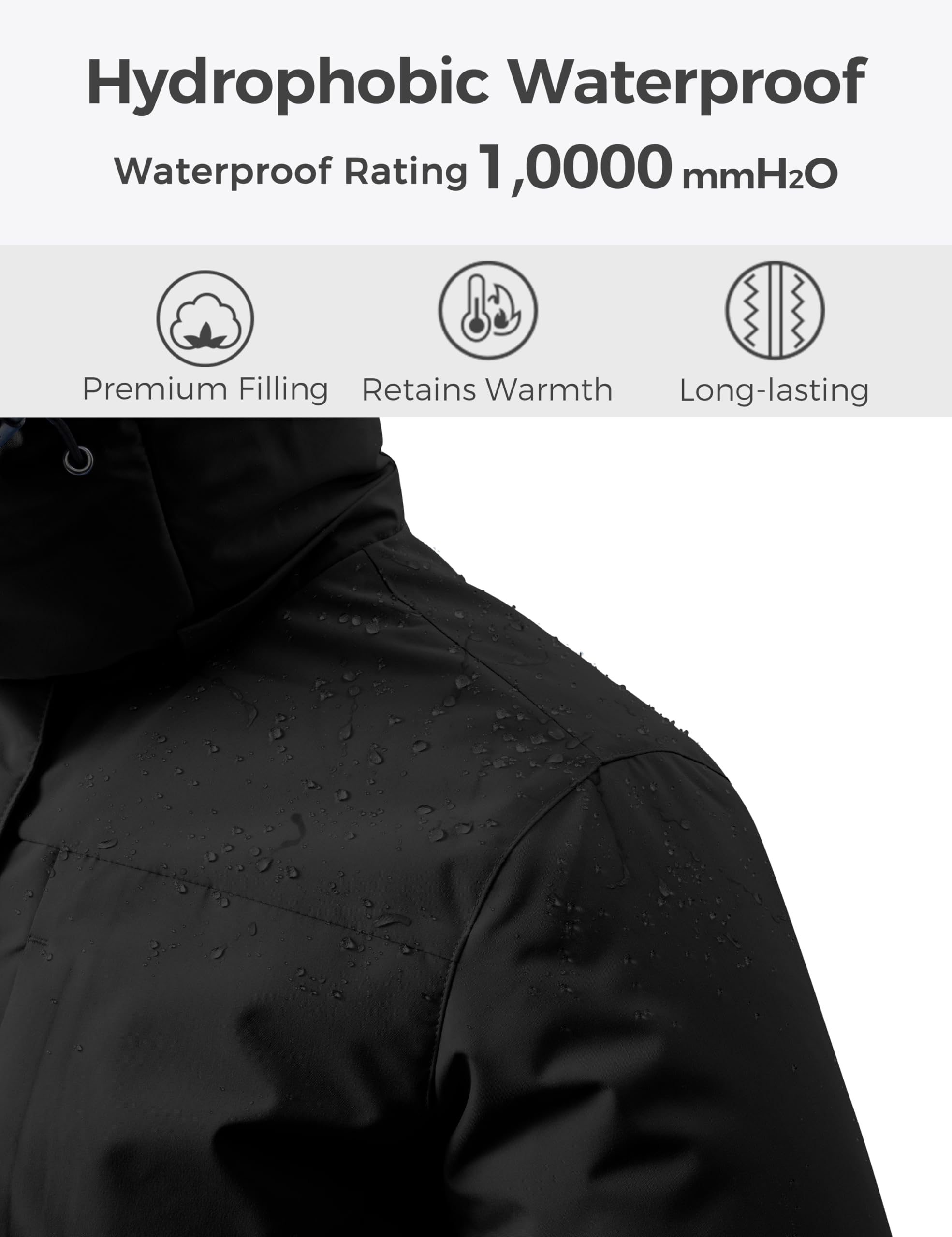 Wantdo Women's Waterproof Ski Jacket - Insulated Winter Snow Coat with Hood, Fleece Lined Parka for Skiing, Snowboarding & Outdoor Activities