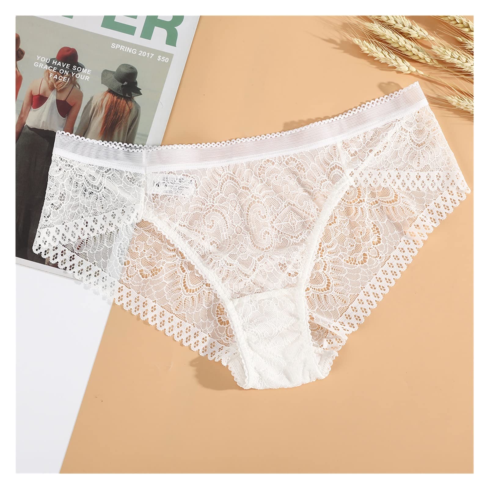 **JHHDP Women's Sexy Lace Panties - Seamless Underwear, Breathable Bikini Briefs for Plus Size, No Show & Comfortable (Color: C, Size: M) - Perfect for Daily Wear, Date Night & Special Occasions**