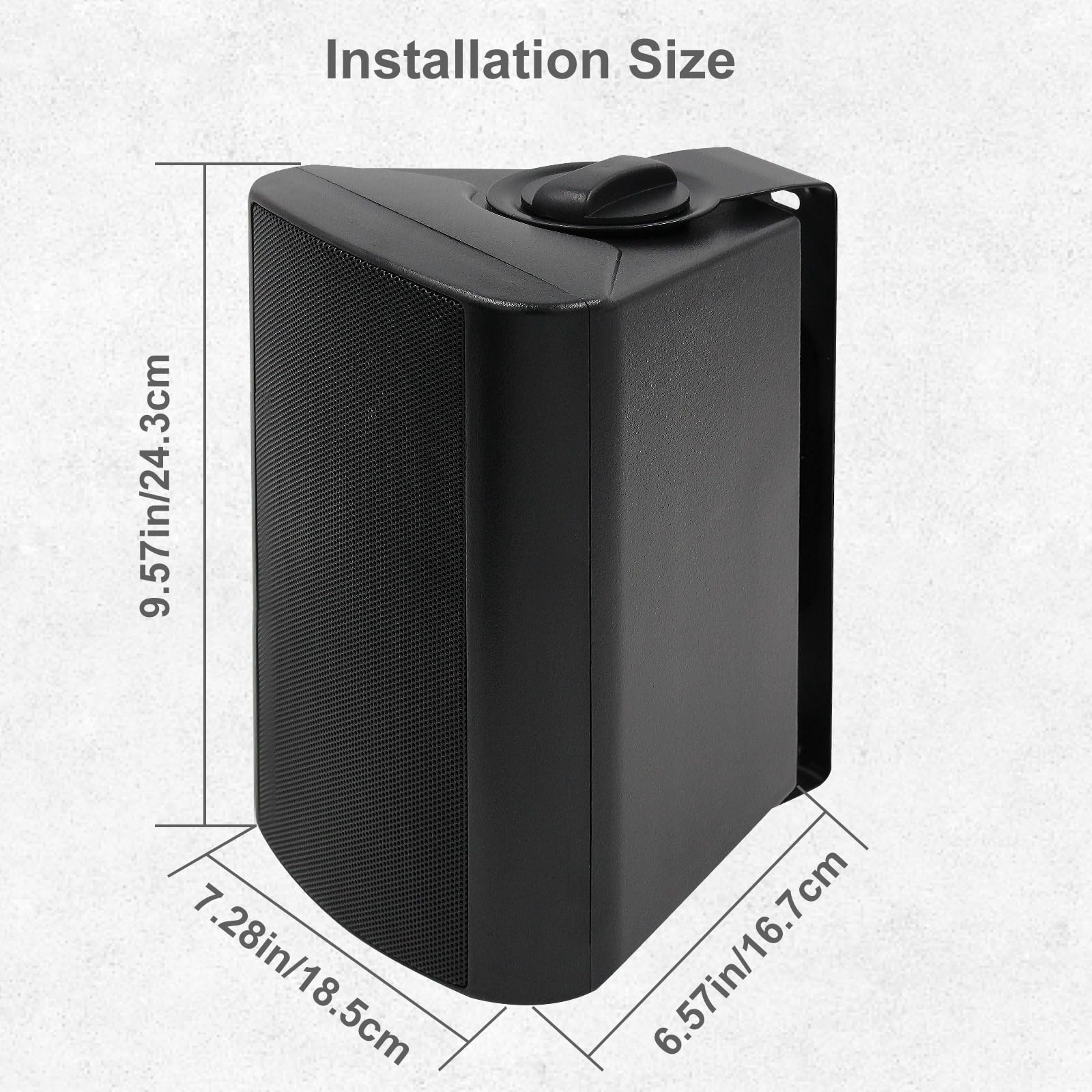 Herdio 5.25 Inch 300W Waterproof Outdoor Speakers - All Weather Wall Mounted Passive Wired Pair for Patio, Garden, Deck, Backyard & Indoor Use (Black)