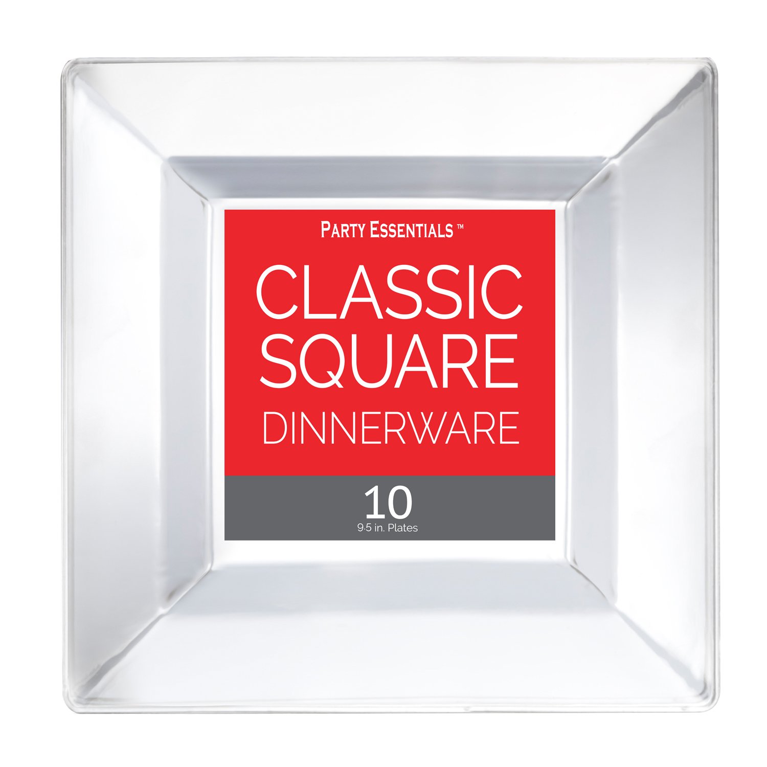 120-Pack Classic 9.5 Inch Clear Square Disposable Plates for Parties, Events & Picnics - Durable & Elegant Dinnerware for Weddings, BBQs & Family Gatherings