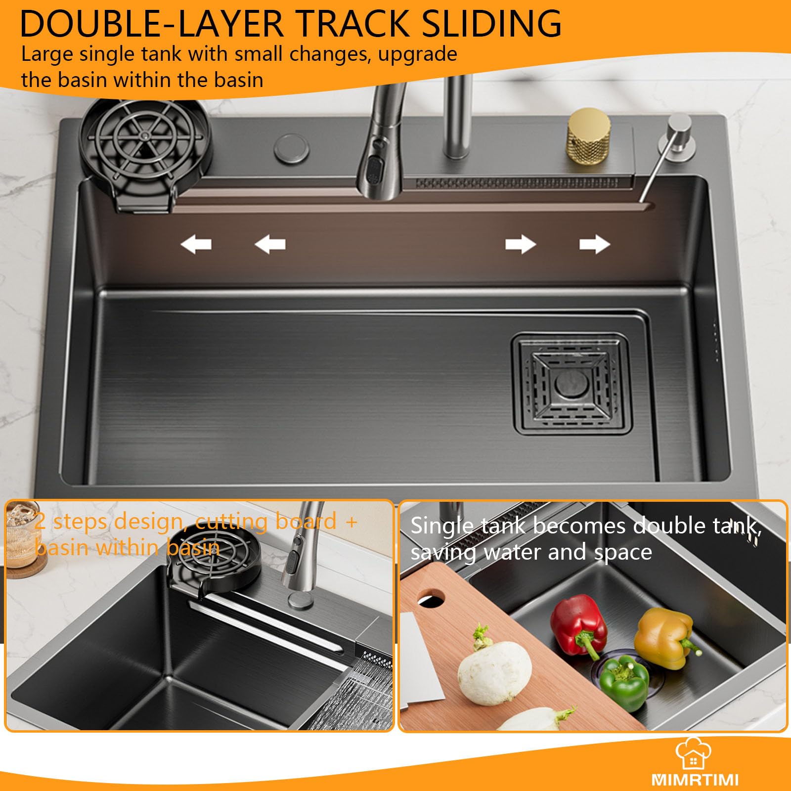 26x20 Inch Black Undermount Stainless Steel Single Bowl Kitchen Sink with Pull-Out Faucet & Accessories - Perfect for Modern Farmhouse & Small Space Kitchens
