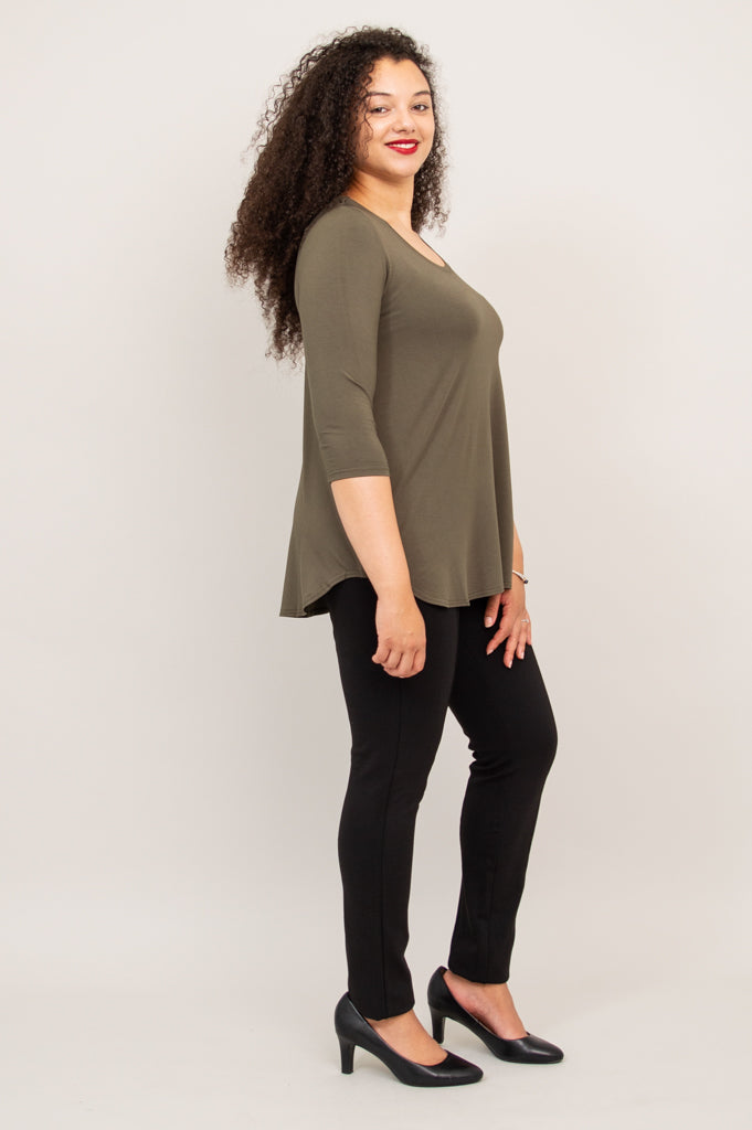 Jazz 3/4 Sleeve Women's Tops - Soft Bamboo Fabric, Khaki Color - Perfect for Casual Wear, Office Outfits & Summer Fashion