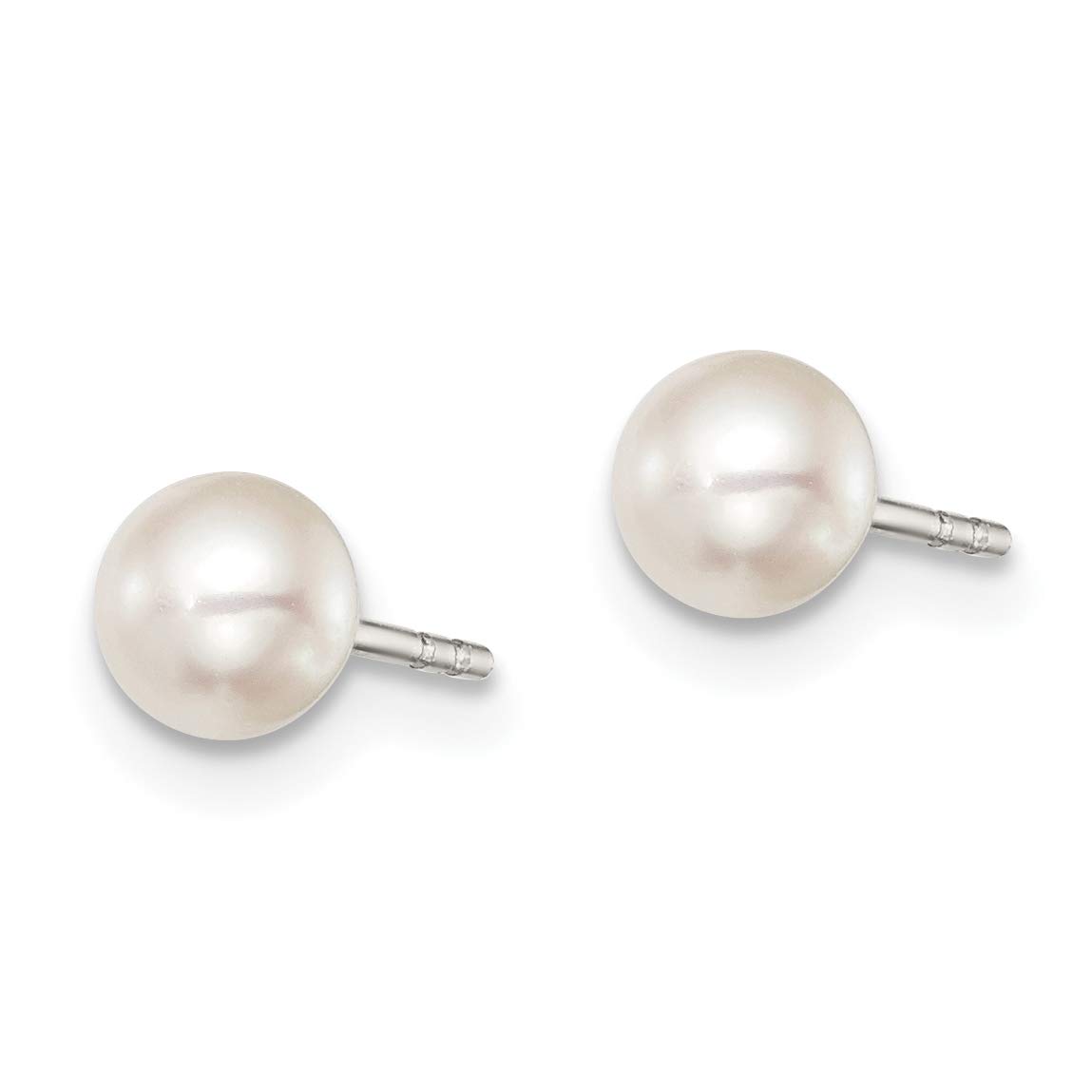 925 Sterling Silver 4mm White Freshwater Cultured Pearl Stud Earrings for Women - Classic Button Pearl Jewelry Gift for Wedding, Anniversary & Everyday Wear