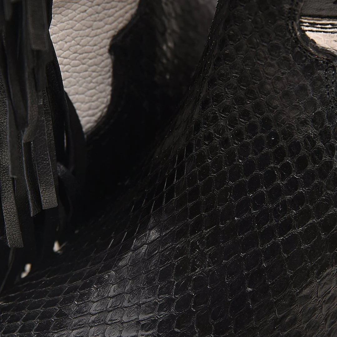 Stylish Black Western Fashion Python Skin Boots for Women - Perfect for Cowgirl Outfits & Country Dance Parties