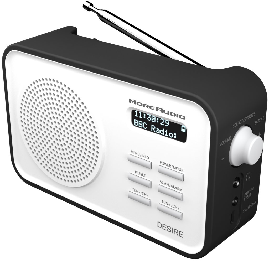 Moreaudio Desire DAB Digital FM Radio Alarm Clock with Rechargeable Battery & Mains Power - Black (Renewed) | Perfect for Bedroom, Office, and Travel Use