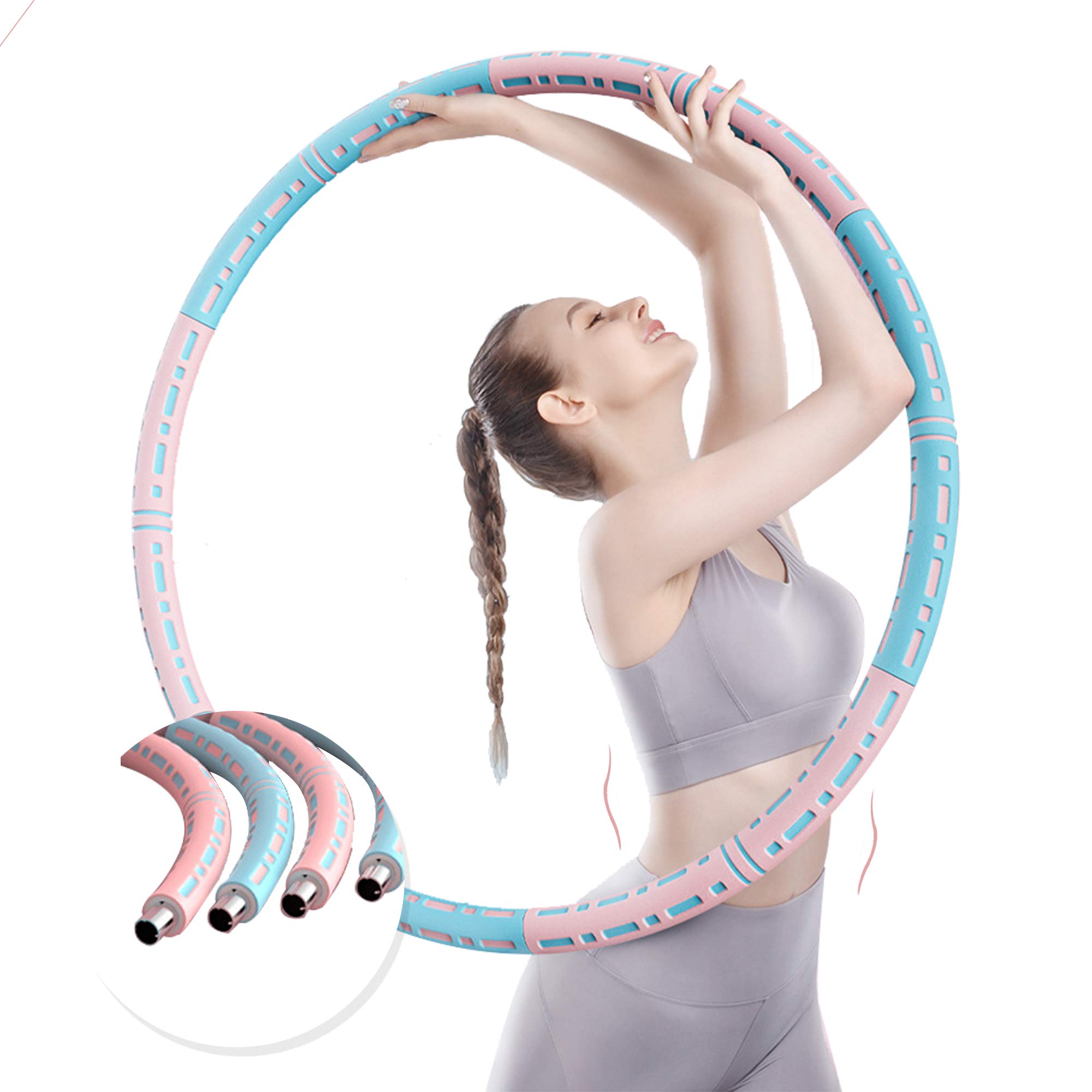 TIKTOK Weighted Exercise Hula Hoop - 6-Section Removable Fitness Hoop for Waist Slimming & Core Workout | Portable Home & Gym Workout Equipment for Women