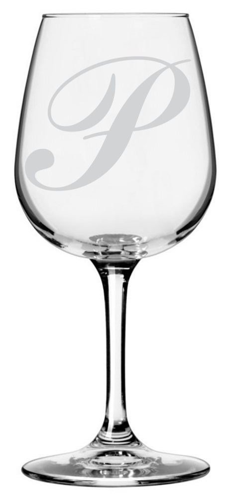 Monogram Wine Glass 12.75oz - Letter P for Parties & Gifts