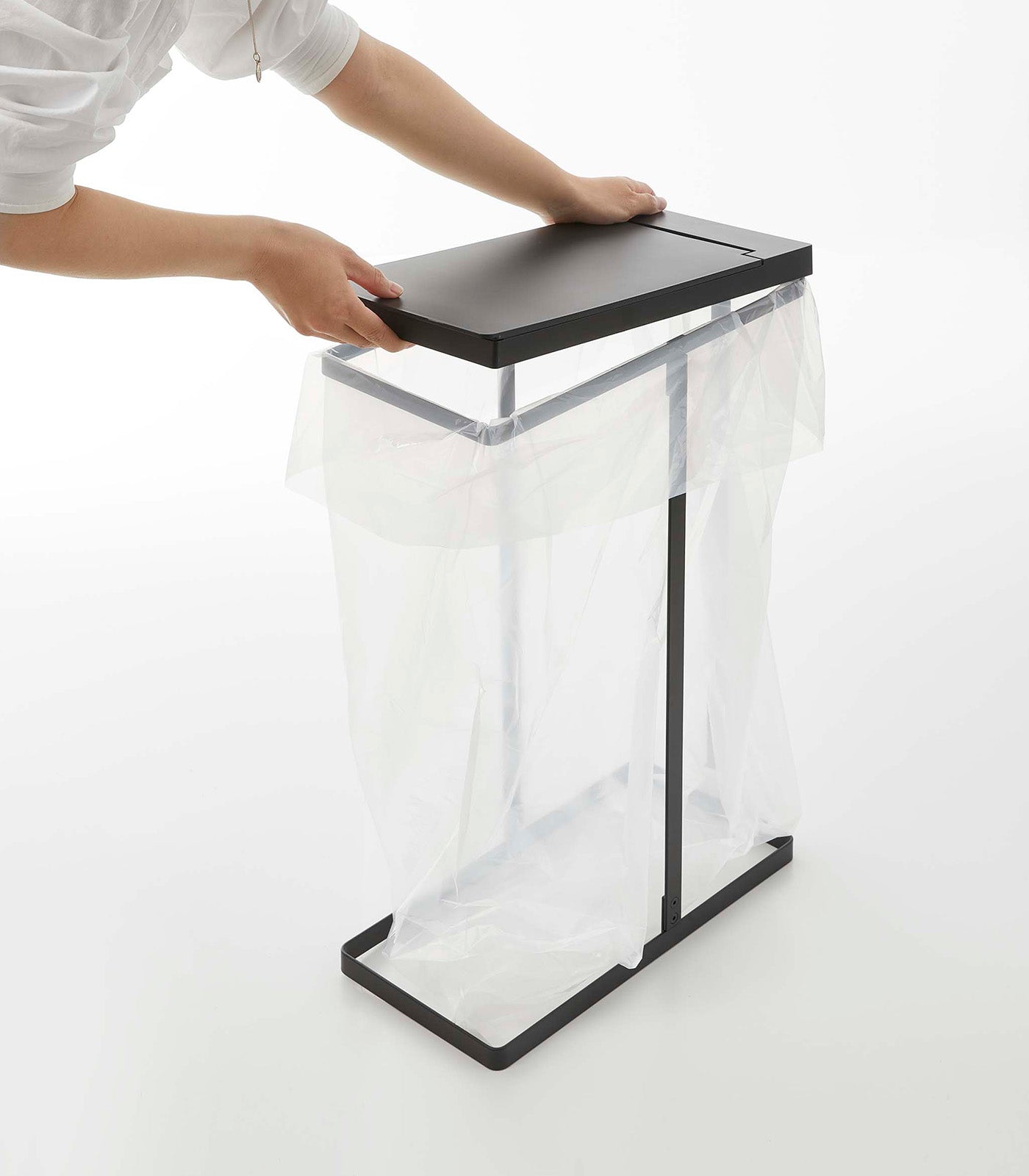 Stainless Steel Garbage Bag Holder with Lid - Durable Trash Can for Kitchen, Bathroom & Office Waste Disposal