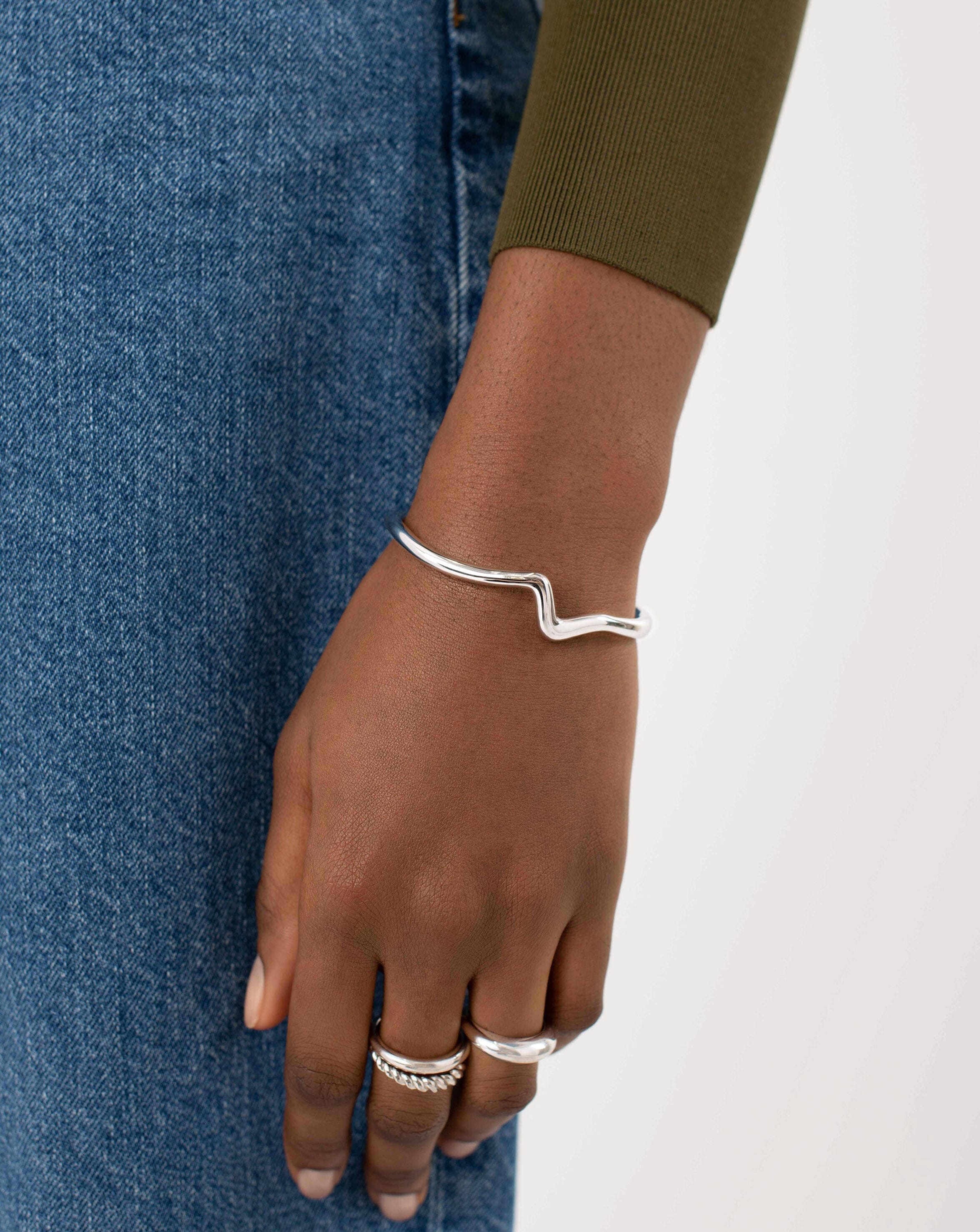 Molten Wave Cuff Bracelet for Women - Handmade Boho Jewelry - Adjustable Statement Arm Cuff - Perfect for Festivals, Parties & Boho Fashion