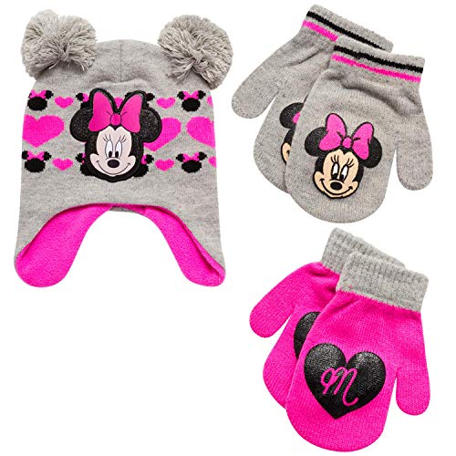 Minnie Pink/Heather Grey Print Mittens